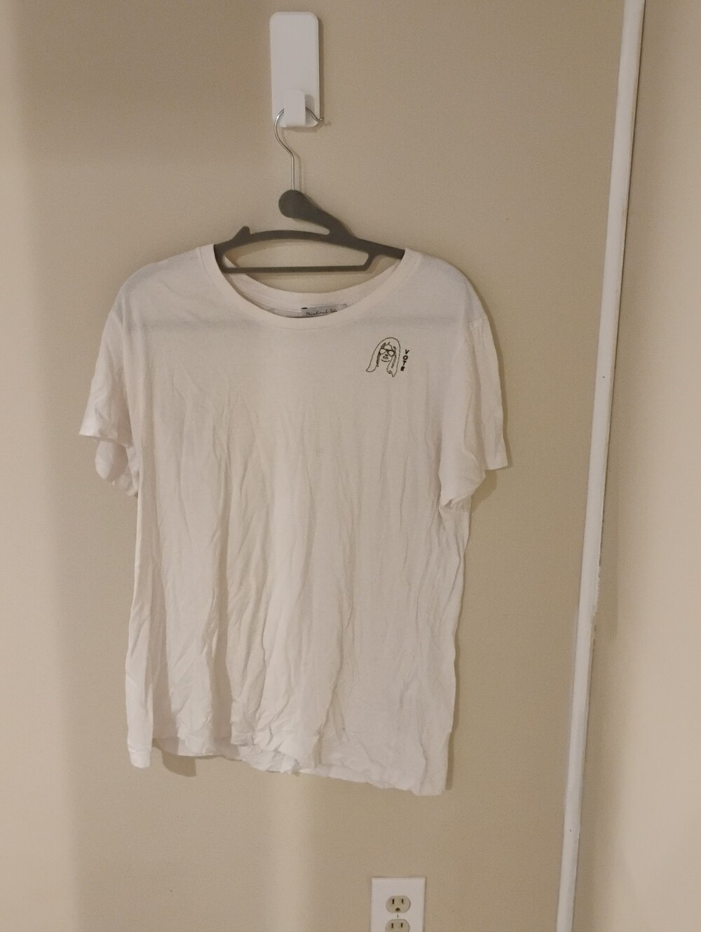 Michael Stars Women's Vote Embroidered Short Sleeve Tee Shirt Top Sz L